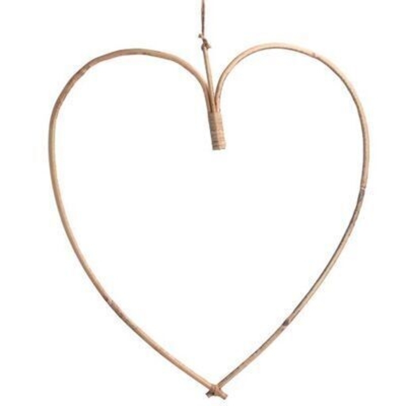 Bamboo cane heart shaped hanging decoration. A lovely addition to your home for Spring and the perfect gift for Mothers day. By Gisela Graham.